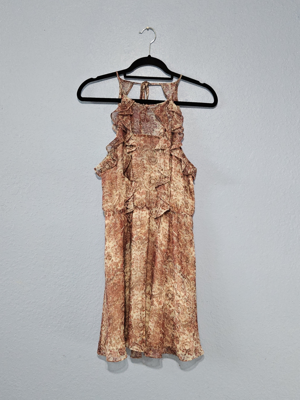 BCBGeneration Rust Floral Ruffle Mini Dress